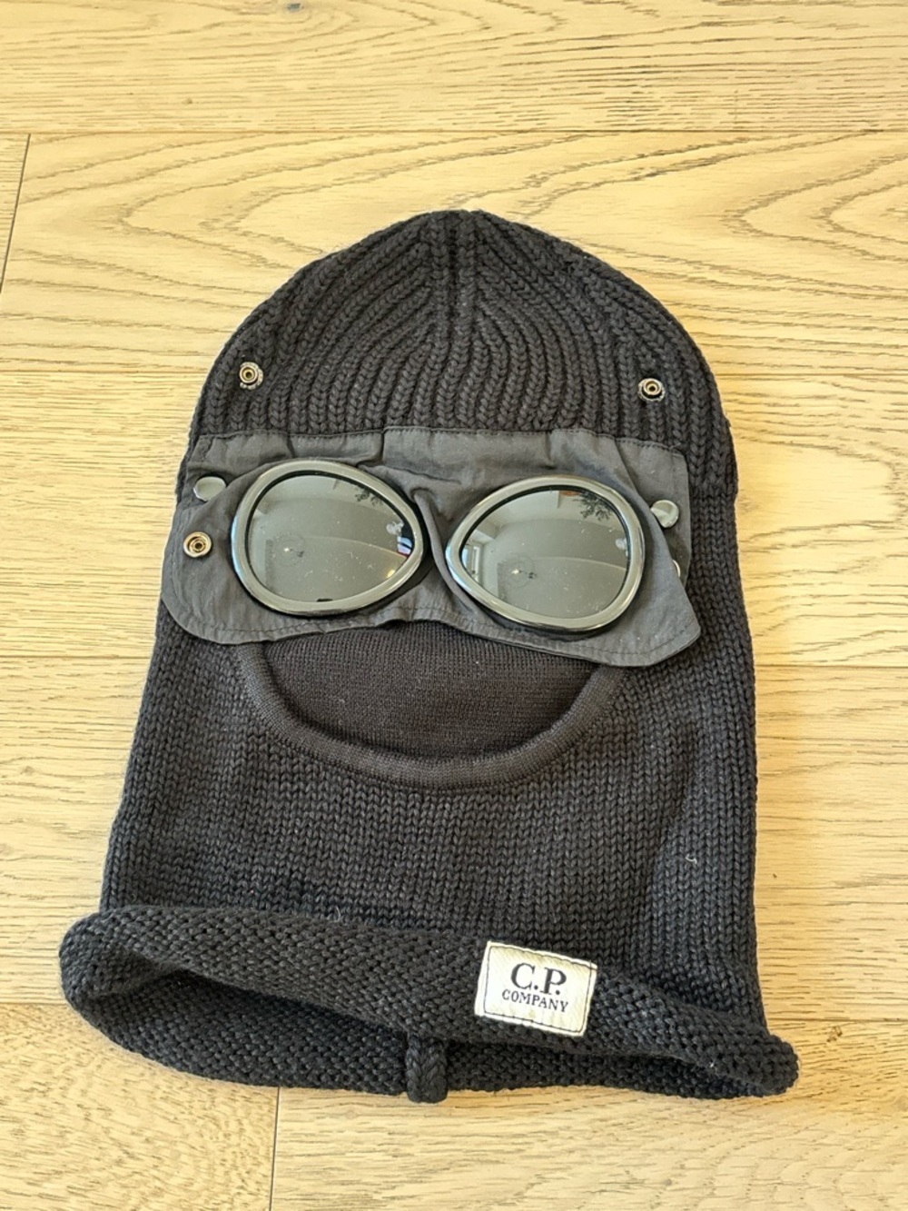C.P. Company Black Knitted Goggle Hood